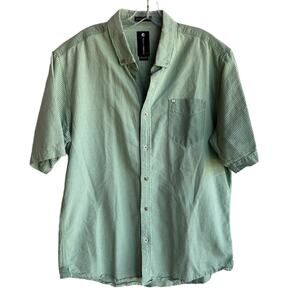Billabong Green Stripe with Contrast Button Down Short Sleeve Casual Shirt XL